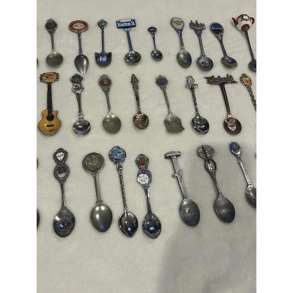 Lot of 45 Collectors Spoons. All Different‎ No Duplicates. Some Vintage